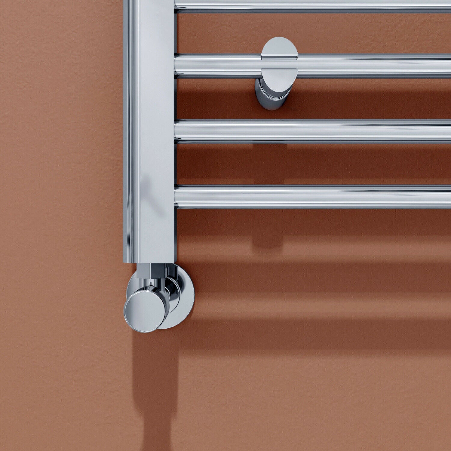 Chrome Towel Rail Radiator Rads Bathroom Heated Straight Ladder Warmer w/ Valves