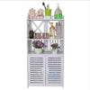 White Bathroom 3 Tier 2 Doors WPC Cabinet Shelf Cupboard Bedroom Storage Unit