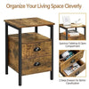 Nightstand BedSide Table with 2 Drawers and Open Shelf Wooden End Table for Home