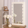 LED Lights Wooden Jewellery Cabinet Wall Mirror White Box Case Battery Operated