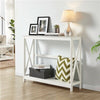 2-Tier Console Table X-Shaped Narrow Entryway Storage Shelves Side Table White
