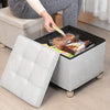 Fabric Foot Rest 4 Legs Stool Cube Footstool Pouf Bench Storage Space Box Chair