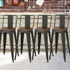 Rustic Industrial Bar Stool Wooden Seat Shabby Vintage Chic Kitchen Chairs Black