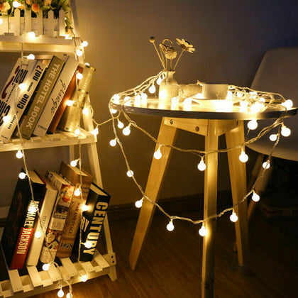 Battery Powered LED Globe Bulb Ball Fairy String Lights Outdoor Party Waterproof