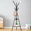 181cm Industrial Style Coat Rack Stand Hall Tree Free Standing with 2 Shelves