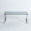 Modern Grey Glass Lounge Living Room Coffee Table Metal Chrome Legs Home Office