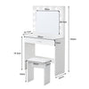 White Dressing Table w/ LED Bulb Lighting 2 Drawers Upholstered Stool Bedroom