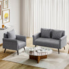 Modern Double Seat Sofa Compact Loveseat Couch Padded Linen Armchair Wooden Legs