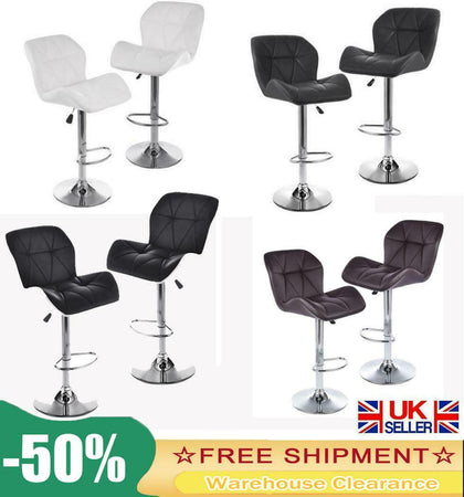 2X Bar Stools Leather Swivel Gas Lift Rest Chair Home Kitchen Pub Breakfast Seat