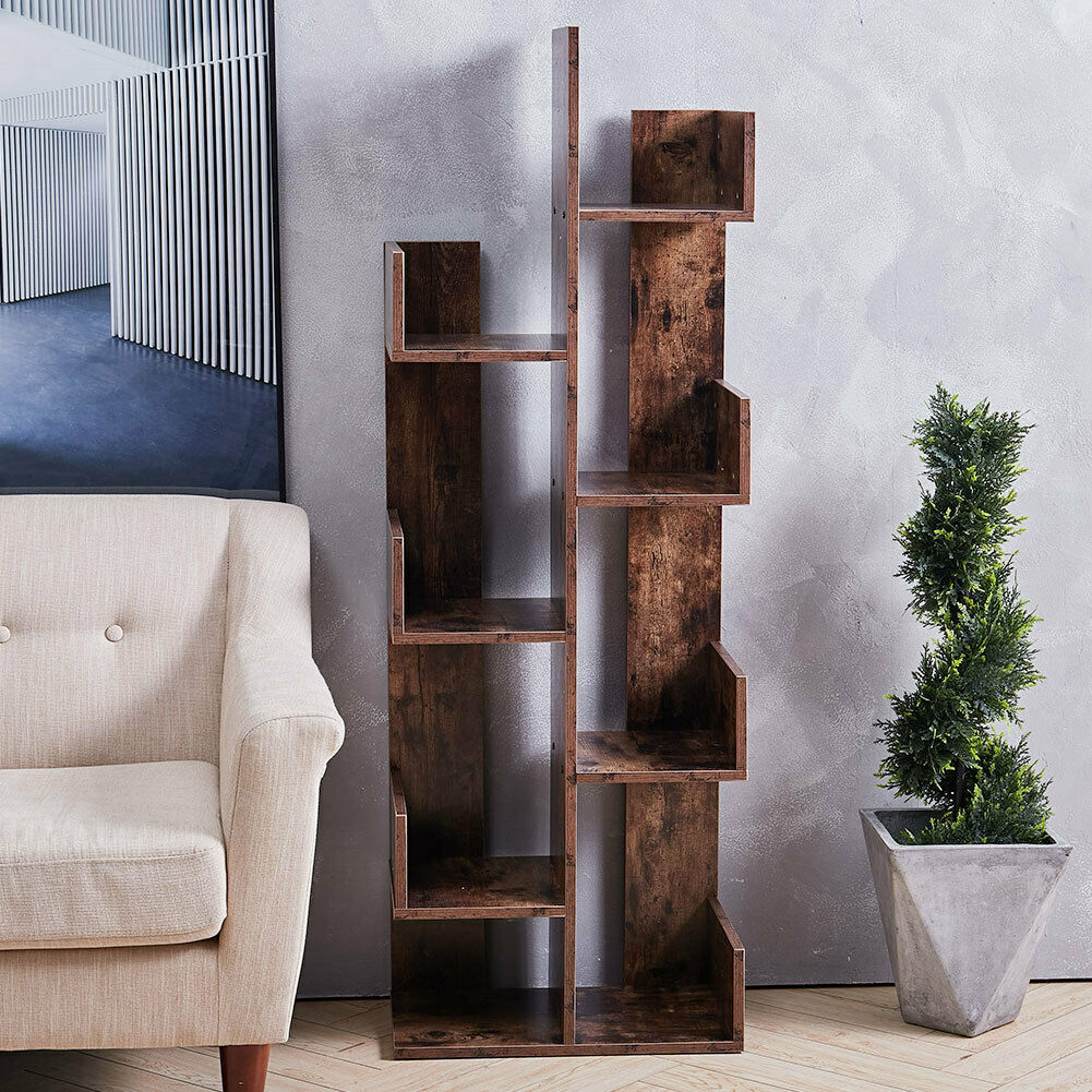 Industrial Wooden Bookcase Book Shelf Storage Display Shelving Unit Home Office