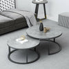 2 Premium Gray Round Nesting Coffee Table Thicken Metal Stacking Sofa Side Table