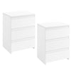 Wood Nightstand White Bedside Table w/ 3 Drawers Large Storage Cabinet End Table