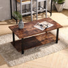 Rustic Wood Coffee Table 2 Tier Retro Living Room Table Steel Leg Home Furniture