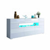 Modern TV Unit Cabinet TV Stand Sideboard - White High Gloss Front LED Lights