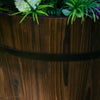2PC Rustic Wood Whiskey Barrel Wooden Planter Round Plant Pot Outdoor Garden