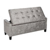 Button Storage Ottoman Crushed Velvet Box Upholstered Footstool Bench Bedroom