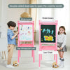 2in1 Children Kids Magnetic Wood Blackboard Whiteboard Easel Paint Drawing Board