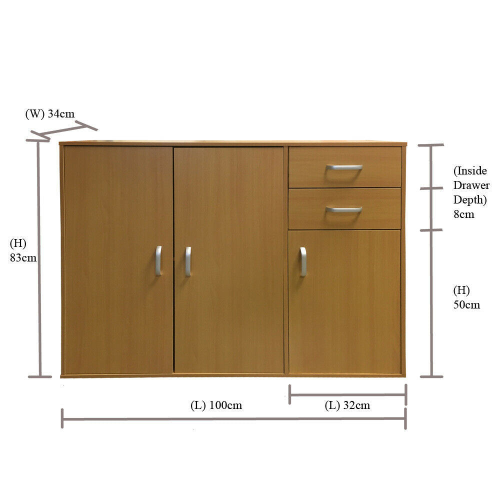 Sideboard Black White Beech Dark Walnut Storage Cabinet Wooden Cupboard Redstone