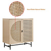 Vintage Rattan 2 Door Sideboard Cabinet Storage Cupboard Unit Wood with Shelf