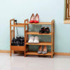 4-Tier Natural Bamboo Wooden Shoe Rack Storage Organizer & Umbrella Holder
