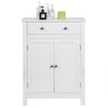 Bathroom Cabinet Cupboard Storage w/ Drawer Shelves Free Standing Unit MDF White