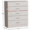 Riano 5 Drawer Chest White Wood Dresser Bedroom Storage Furniture Unit