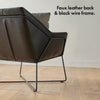 Grey Armchair Accent Chair, Black Faux Leather Exterior & Metal Frame