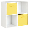 White 4 Cube Storage Display Unit Bookcase/Shelving Fabric Box/Drawers