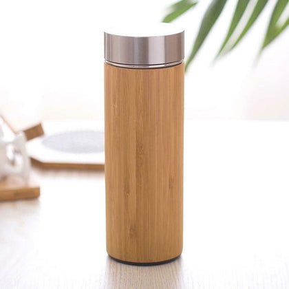 Stainess Steel Bamboo Wood Travel Mug Wooden Flask 350mls