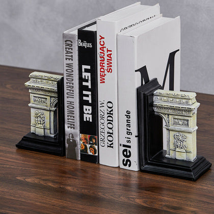 2Pcs Ancient Roman Triomphe Arc Design Book Ends Supports Stand for Home Store