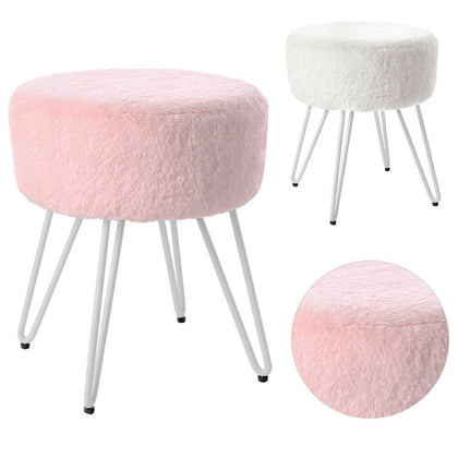 Shaggy Fluffy Vanity Stool Pouffe Footstool Hairpin Legs Dressing Table Chair