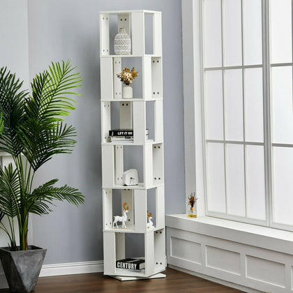 6 Rotating Cubes Shelf Bookcase Shelving Unit Display Storages Rack Office Home