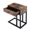 C-Shaped Sofa Side Table Vintage Coffee Snack Table Laptop Stand Drawer Bed End