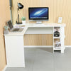 L-shaped Computer Desk Corner PC Workstation Table Home Office w/ Shelves White