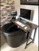 Small Computer Desk Vintage Industrial Furniture Rustic Writing Table Metal Leg