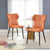 2Pcs Faux Leather Chairs High Backrest Metal Legs Dining Room Chair Orange