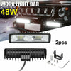 2Pcs 6 Inch 48W LED Work Lights Bar Flood Fog Lamp Offroad Driving Truck SUV ATV