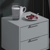 Matt Grey 2 Drawer Bedside Cabinet Table.Silver Hairpin Legs.14cm Deep Drawers.