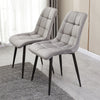 2 Grey Velvet Dining Chairs Dining Room Restaurant Metal Legs Padded Modern