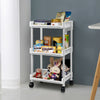 3-Tier Kitchen Storage Trolley Cart Storage Tower Rack Bathroom with Shelf Wheel
