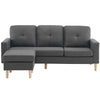 3 Seater Sofa Corner Sofa Modern Fabric Upholstered Sofa Couch with Footrests