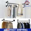 Industrial Pipe Clothing Rack Wall mounted Clothes Rail Hanging Display 92-105CM