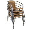 Tan Bistro Chair Wicker Chrome Aluminium Outdoor Garden Patio Seating Stacking