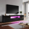 High Gloss 200cm Black TV Stand Cabinet Unit Living Room Furniture with RGB LED