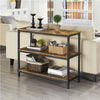 Console Table for Entryway 3 Tiers Industrial Hallway Table Metal Frame Brown