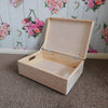 Large Wooden Boxes Plain Wood Storage Box Chest Lid Handles Keepsake Trunk Case