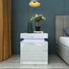 2 Drawers Bedside Table LED Nightstand High Gloss Modern Bedroom Chest Cabinets