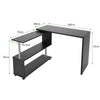 L-Shaped Corner Desk PC Computer Workstation Table Bookcase Storage Shelf Black