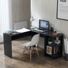 Black L-Shaped Computer Desk Corner PC Table w/ Shelves Workstation Home Office