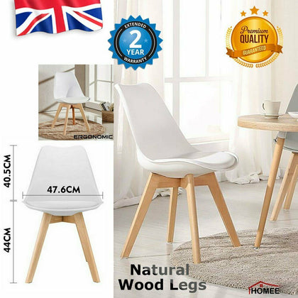 Eiffel Dining Computer Desk Chair Soft Padded Seat Wooden Leg Office Room Study